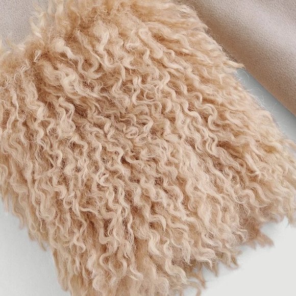 boho faux fur faux leather edge detailing coat jacket - Picture 12 of 12